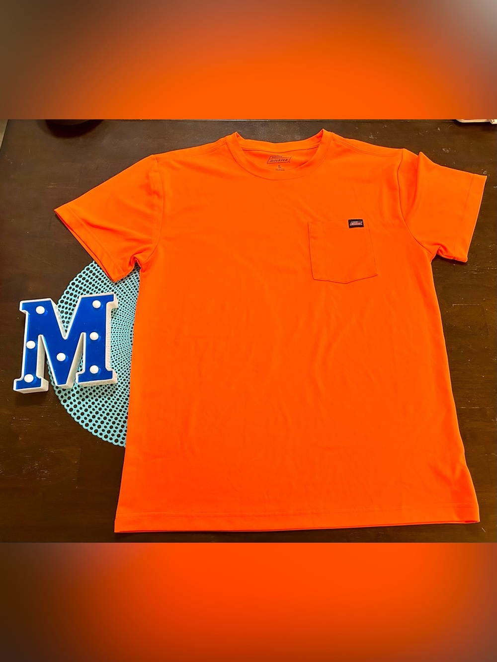 Genuine Dickies Orange Performance Work Wear T-Shirt Menโs Size L